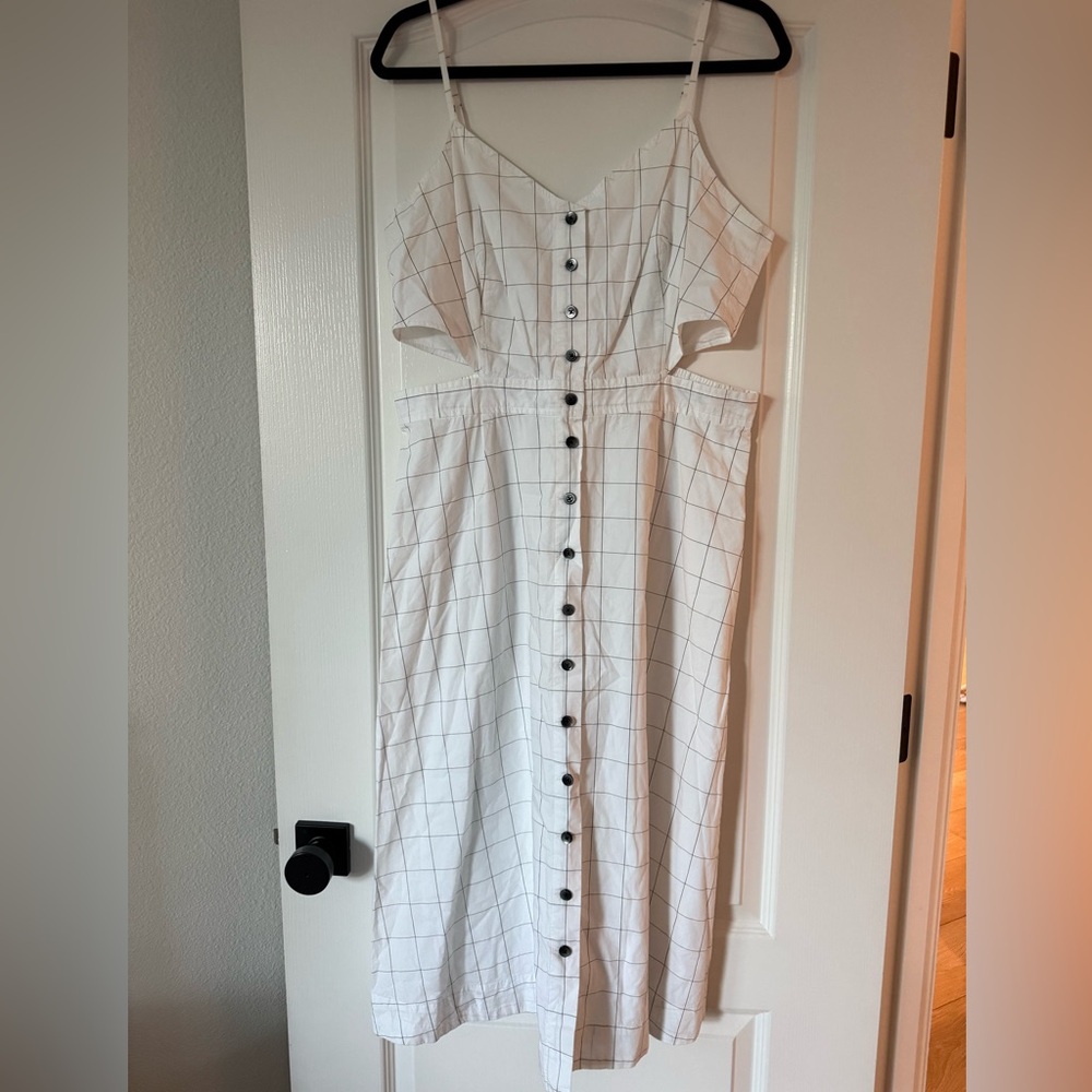 Madewell Button-Front Windowpane Stripe Dress